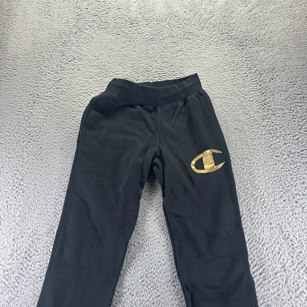 Vintage Champion Reverse Weave Sweatpants Mens S Black Lined Joggers Tapered - Picture 2 of 9